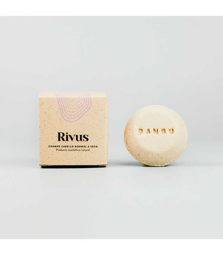 BANBU Champú sólido cabello normal Rivus_pastilla y packaging