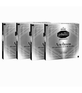 ARLEQUIN Serie Platinum Anchoa del Cantábrico, Elaborada en Santoña, en Aceite de Oliva, Pack 4 latas de 120 grs y 12 filetes