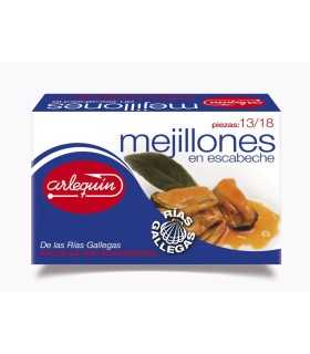 ARLEQUIN Mejillón de las Rias Gallegas en Escabeche, Pack de 4 Latas de 120 grs. y 13/18 Unds (480 grs. y 52/72 Unds)