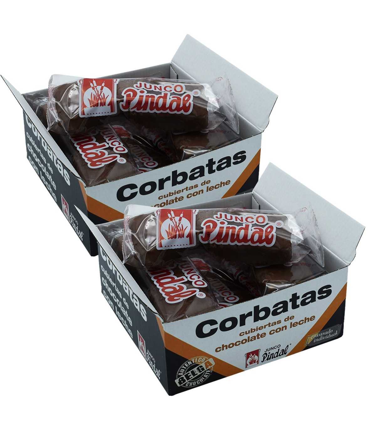 JUNCO PINDAL Corbatas de Unquera Bañada en Chocolate con Leche_caja abierta