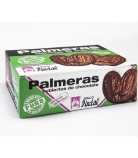 JUNCO PINDAL Palmera de Hojaldre bañada chocolate Negro Primera Calidad Tamaño Mediano 12 Uds (Pack 2 Cajas de 6 Unds)