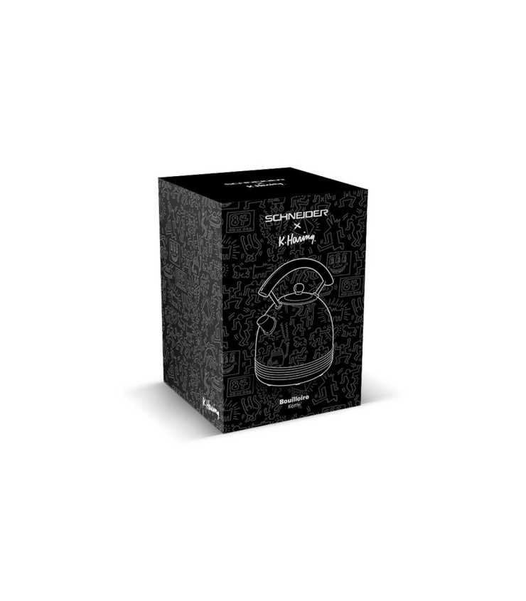 Tetera Hervidor de agua Eléctrico 1.7l 2200w Vintage Colección Keith Haring, Negro_diseño caja