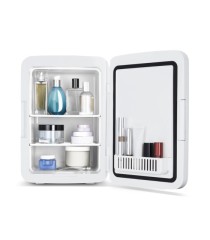 SCHNEIDER SCMF10MW Mini Nevera para maquillaje portátil 9 L, modo de iluminación espejo LED regulable, Función Frio/calor