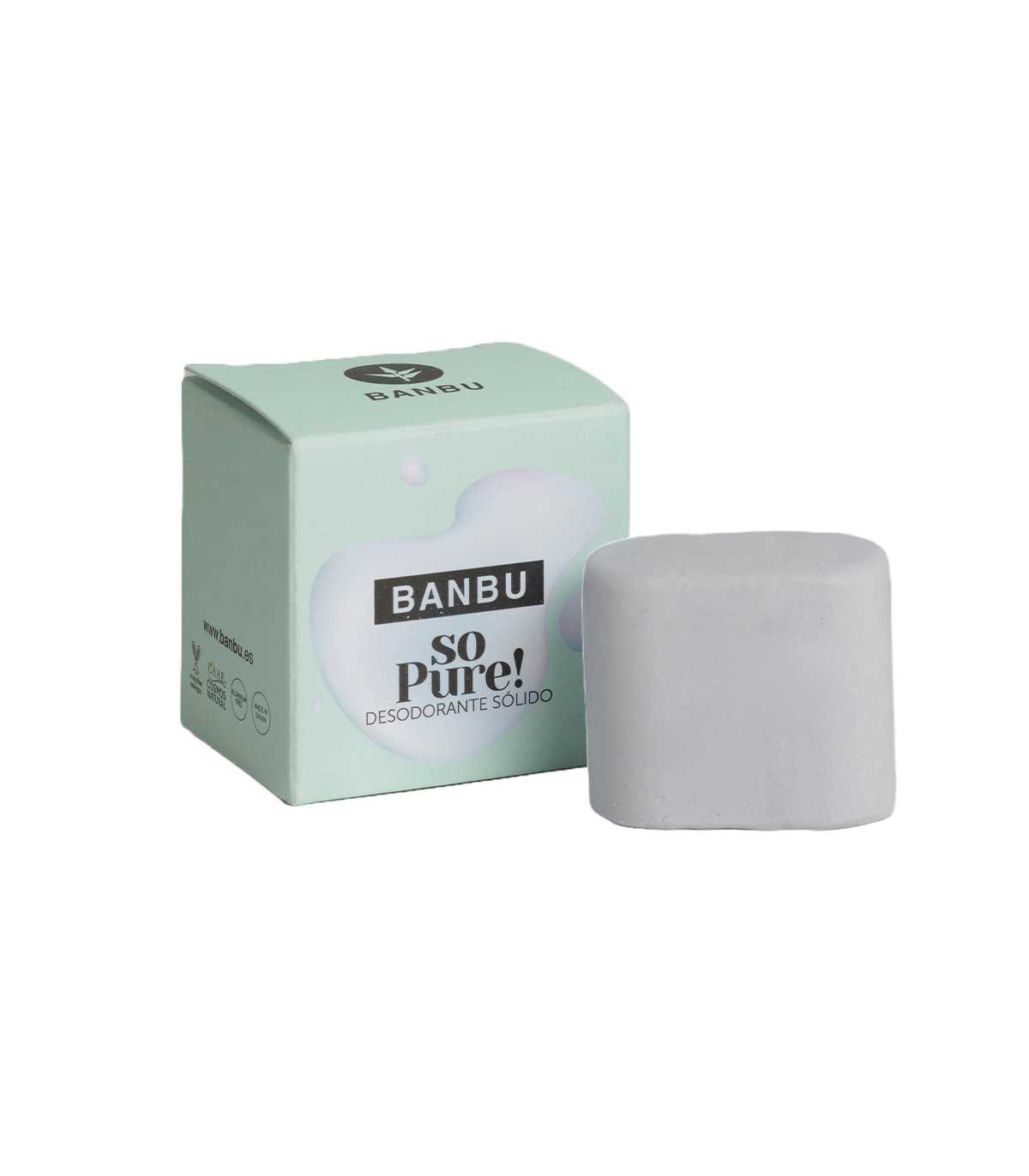 BANBU Desodorante sólido So pure 50 gr. Natural, Aroma Limpio. Fabricado en España