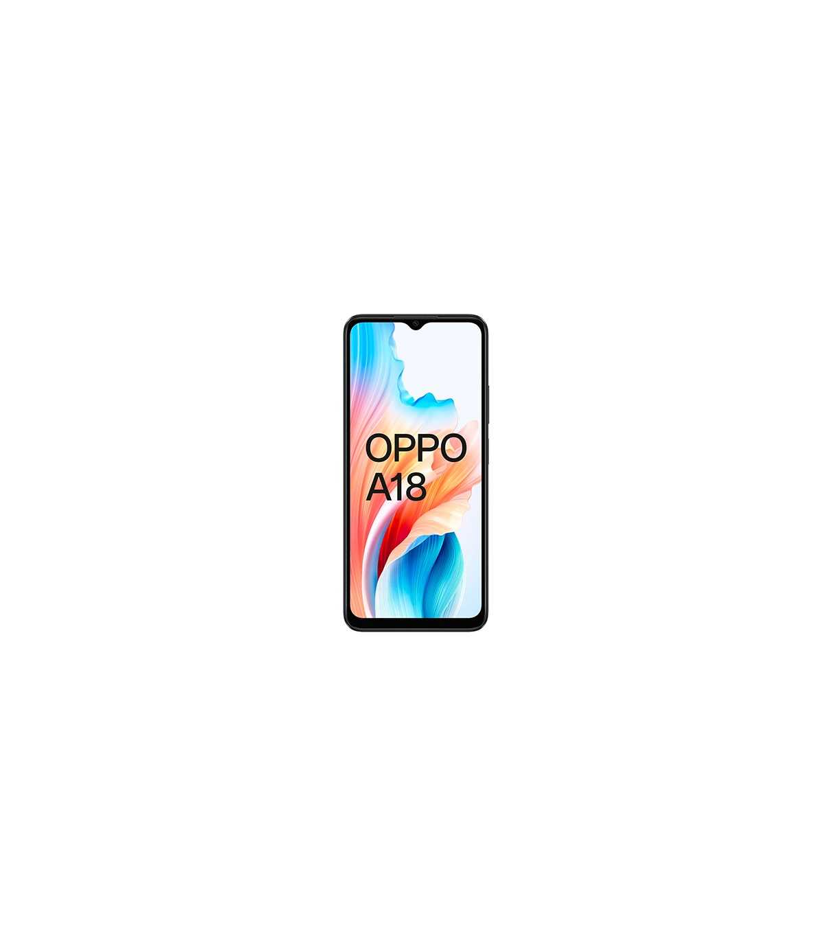 OPPO A18 - Smartphone Libre, 4GB+128GB, Pantalla HD+LCD 6.6", Cámara 8+2+5MP, Android, Batería 5000mAh, Carga 10W – Negro