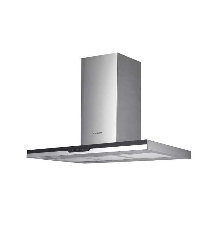 SCHNEIDER SCHB2A90EBX Campana extractora 90 cm, 594 m³/h, 3 velocidades, Negro/Inoxidable