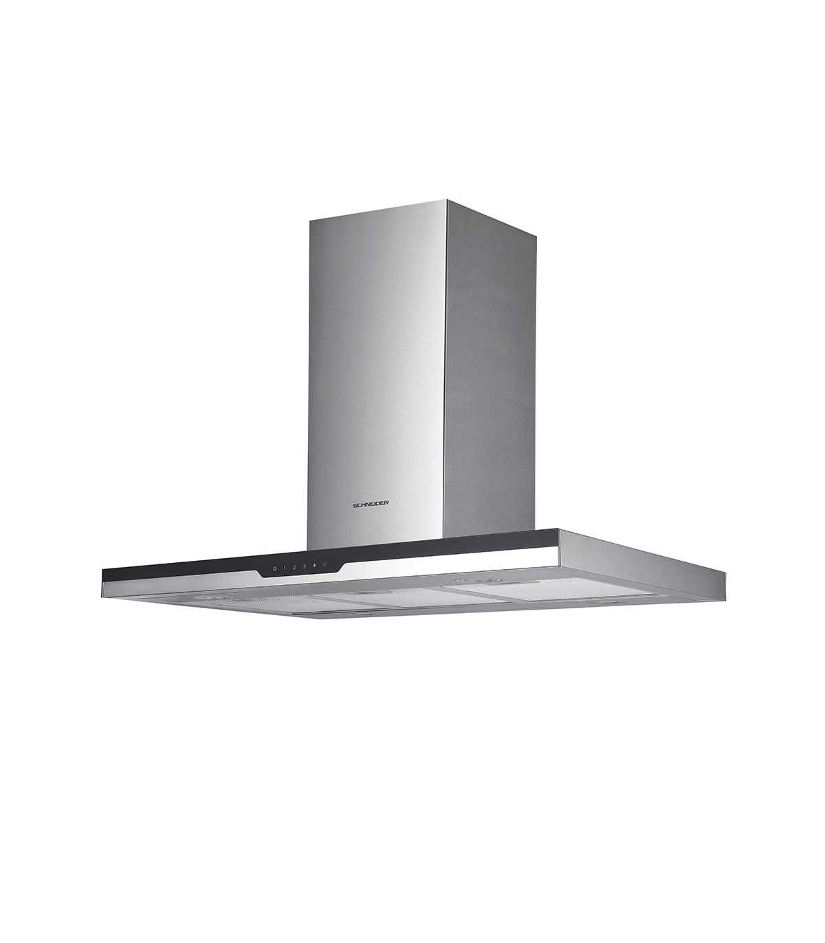 SCHNEIDER SCHB2A90EBX Campana extractora 90 cm, 594 m³/h, 3 velocidades, Negro/Inoxidable