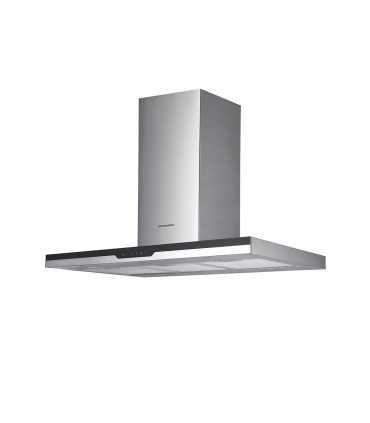 SCHNEIDER SCHB2A90EBX Campana extractora 90 cm, 594 m³/h, 3 velocidades, Negro/Inoxidable