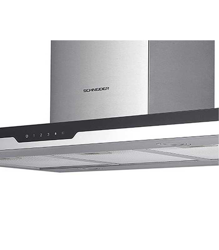 SCHNEIDER SCHB2A90EBX Campana extractora 90 cm, 594 m³/h, 3 velocidades, Negro/Inoxidable