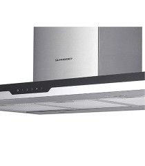 SCHNEIDER SCHB2A90EBX Campana extractora 90 cm, 594 m³/h, 3 velocidades, Negro/Inoxidable