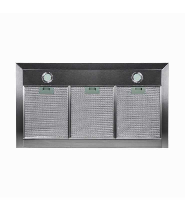 SCHNEIDER SCHB2A90EBX Campana extractora 90 cm, 594 m³/h, 3 velocidades, Negro/Inoxidable