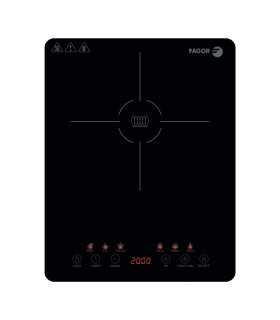 FAGOR FGE0072 Placa Inducción Portátil 2000W,  Ultra Slim, Pantalla Táctil, 6 Funciones, 9 Niveles calentamiento, Negro