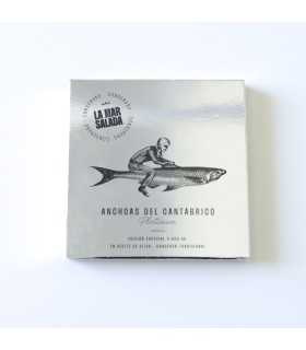 LA MAR SALADA LMSPLA Serie Platinum Anchoa del Cantábrico, Elaborada en Santoña, en Aceite de Oliva, Lata 110 grs  (12 filetes)