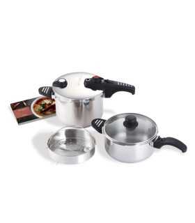 G-SOLA 50272 Set de ollas a presión 4 L y 6 L – Acero inoxidable 18/10, triple seguridad, cocción rápida y súper rápida