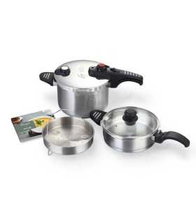 G-SOLA 50275 Set de ollas a presión 2,5 L y 6 L – Acero inoxidable 18/10, triple seguridad, cocción rápida y súper rápida