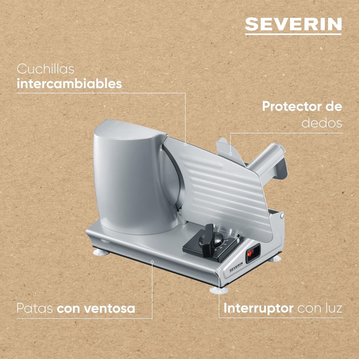 SEVERIN AS 3915 Cortafiambres 180 W Plateado