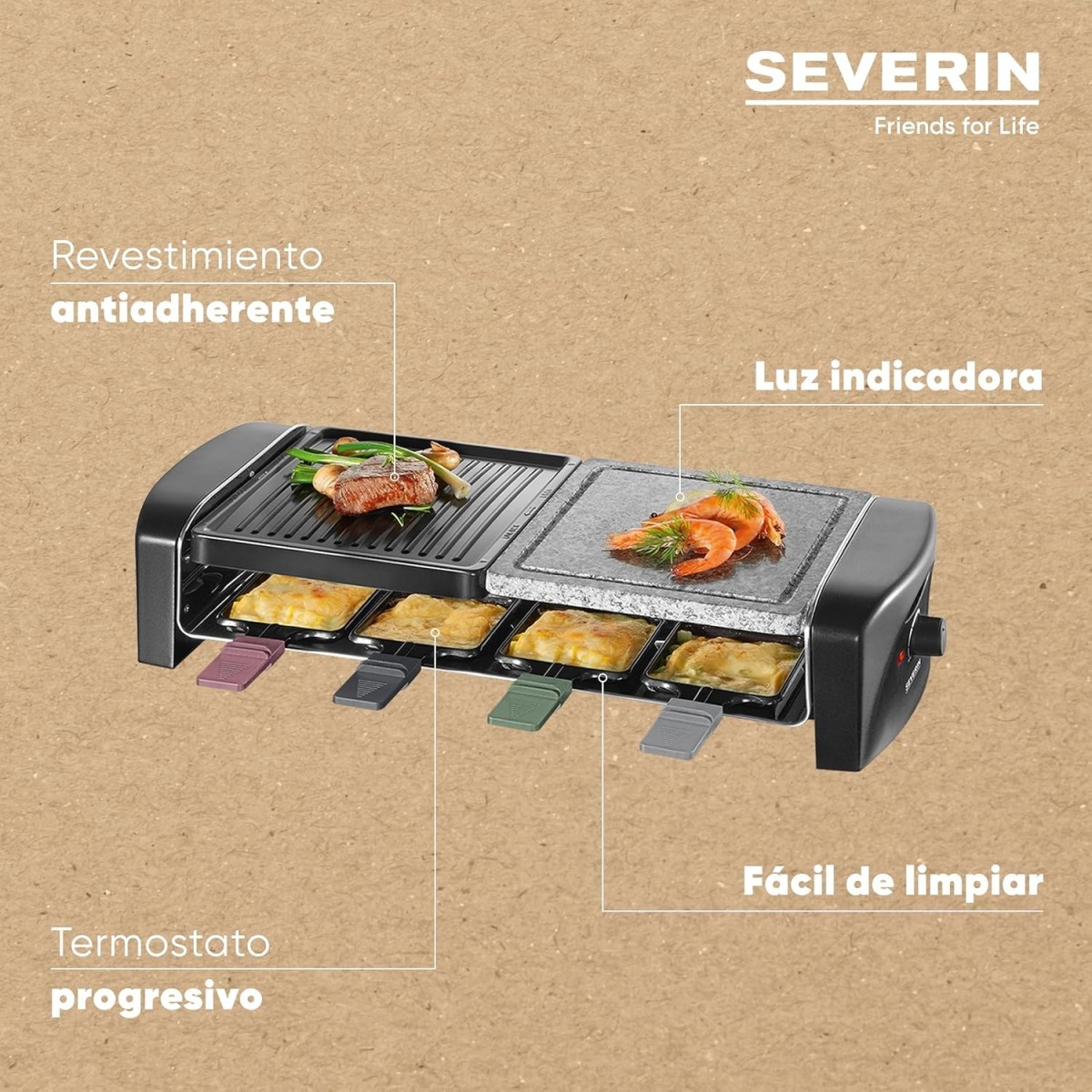 SEVERIN RG 9645 Raclette Grill 1400 W Negro
